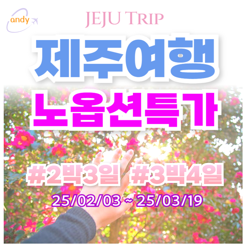 🧡[월,화,수] 봄맞이특가 제주도 3일4일 노옵션 이벤트💜