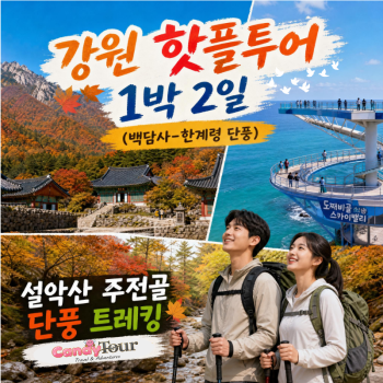 캔디투어[부산경남출발]강원 핫플투어 1박 2일 설악산 단풍 트레킹 숙박 식사 가을버스여행