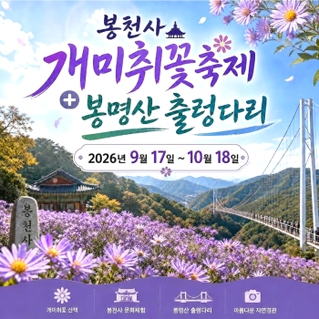 캔디여행사[부산출발]문경 봉천사 개미취꽃축제+봉명산 출렁다리 당일여행