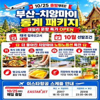 캔디여행사 [부산출발]26년 10~12월 태국 치앙마이+라이 노팁/노옵션 3박5일 해외여행