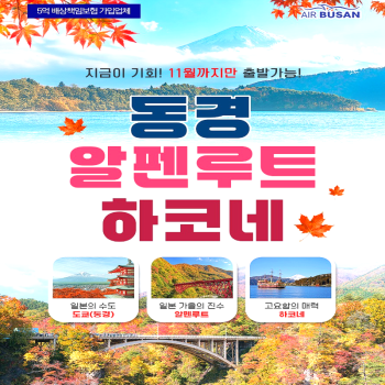 캔디투어[부산출발]도쿄 알펜루트+하코네 단풍시즌 3박 4일 설벽 해외여행